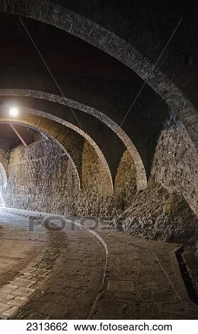 Stock Image - Subterranean roadway tunnel; Guanajuato, Guanajuato State, Mexico. Fotosearch