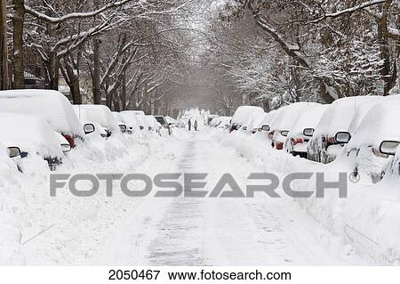 Suburban Street After A Snowstorm, Montreal, Quebec View Large Photo Image Stock Photo - Suburban Street After A Snowstorm, Montreal, Quebec. Fotosearch