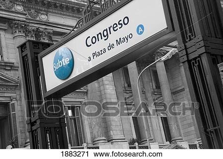Stock Image - Subway Entrance Of Congreso (A Plaza De Mayo); Buenos Aires, Argentina. Fotosearch