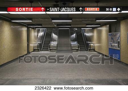 Stock Image - Subway exit in the underground city; Montreal quebec canada. Fotosearch