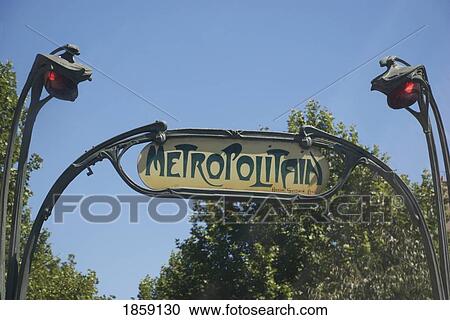 Stock Image - Subway Sign, Paris, France. Fotosearch