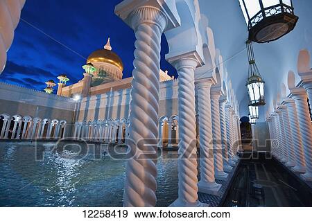 Stock Photo - Sultan Omar Ali Saifuddin Mosque; Bandar Seri Begawan, Brunei. Fotosearch