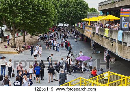 Stock Photo - Summer afternoon on the Southbank; London, England. Fotosearch