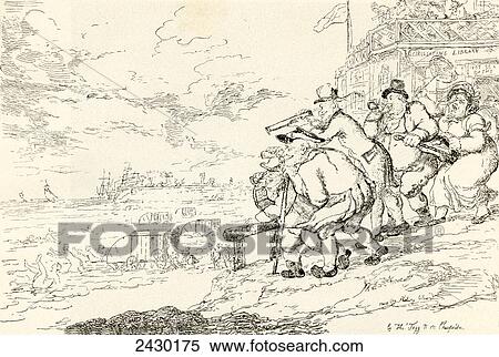 Stock Photography - Summer Amusement at Margate or A Peep at the Mermaids, after Thomas Rowlandson. From Illustrierte Sittengeschichte vom Mittelalter bis zur Gegenwart by Eduard Fuchs, published 1912.. Fotosearch