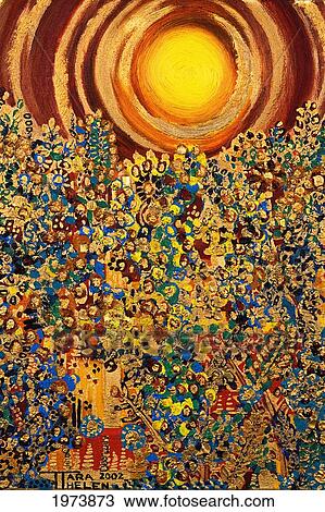 Stock Image - Sun, Abstract Sunrise (Oil Painting).. Fotosearch