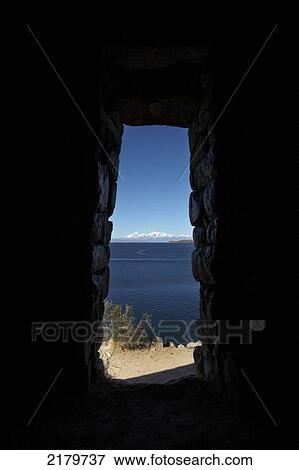 Stock Photo - Sun Temple ruins on the Island of the Sun, Lake Titicaca; Bolivia. Fotosearch
