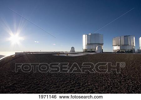 Sun Unit Telescope 1 & Moon Unit Telescope 2, Belonging To The Very Large Telescope (Vlt) Operated By The European Southern Observatory At Cerro Paranal, Antofagasta Region, Chile View Large Photo Image Stock Photograph - Sun Unit Telescope 1 & Moon Unit Telescope 2, Belonging To The Very Large Telescope (Vlt) Operated By The European Southern Observatory At Cerro Paranal, Antofagasta Region, Chile. Fotosearch