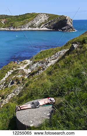 Sunbather, Lulworth cove; Dorset, England View Large Photo Image Stock Photography - Sunbather, Lulworth cove; Dorset, England. Fotosearch