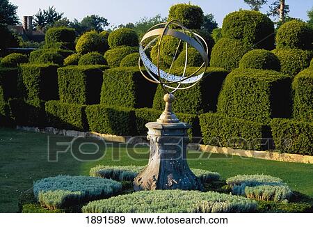 Stock Photo - Sundial On Pedestal In Garden Of Hever Castle. Fotosearch