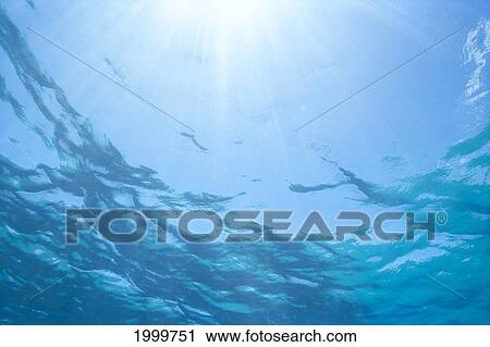 Stock Image - Sunrays Shine Through Surface Of Calm Water C1698. Fotosearch