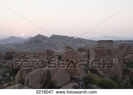 Stock Photo - Sunrise On The Surreal Boulder Fields In Hampi, Karnataka, India. Fotosearch