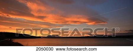 Stock Image - Sunrise Over Teslin Lake, Teslin, Yukon. Fotosearch
