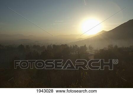 Stock Photo - Sunrise Over The Bagh-I-Bala (High Garden), Built By Amir Abdur Rahman As A Summer Palace In Kabul,, Afghanistan. Fotosearch