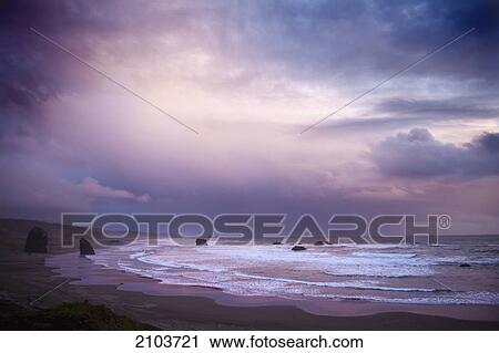 Sunset Along The Pacific Ocean; Gold Coast Oregon United States Of America View Large Photo Image Stock Image - Sunset Along The Pacific Ocean; Gold Coast Oregon United States Of America. Fotosearch