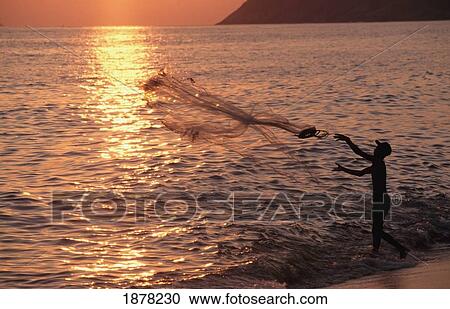 Sunset And Fisherman View Large Photo Image Stock Image - Sunset And Fisherman. Fotosearch
