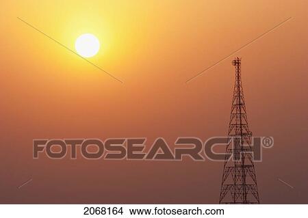Picture - Sunset And Telecom Tower, Rajgir, Bihar, India. Fotosearch