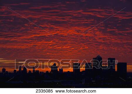 Sunset Over Canary Wharf; London, England, Uk View Large Photo Image Stock Photography - Sunset Over Canary Wharf; London, England, Uk. Fotosearch