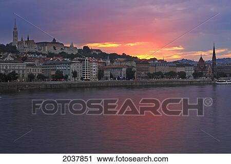 Sunset Over Danube River; Budapest Hungary View Large Photo Image Stock Image - Sunset Over Danube River; Budapest Hungary. Fotosearch