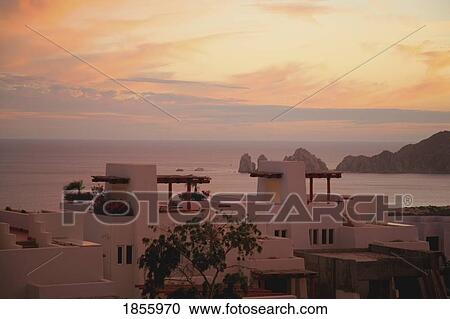 Stock Image - Sunset Over Mexican Architecture, Cabo San Lucas, Mexico. Fotosearch