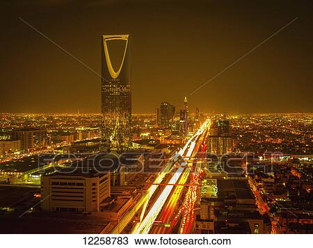 Stock Image - Sunset over Riyadh; Riyadh, Saudi Arabia. Fotosearch