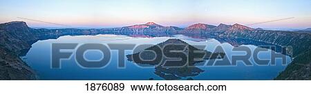 Sunset Over Wizard Island In Crater Lake; Oregon, Usa View Large Photo Image Stock Photo - Sunset Over Wizard Island In Crater Lake; Oregon, Usa. Fotosearch