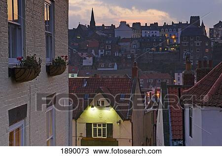 Sunset View Of Rooftops In The Historic Town Of Whitby. View Large Photo Image Stock Image - Sunset View Of Rooftops In The Historic Town Of Whitby.. Fotosearch