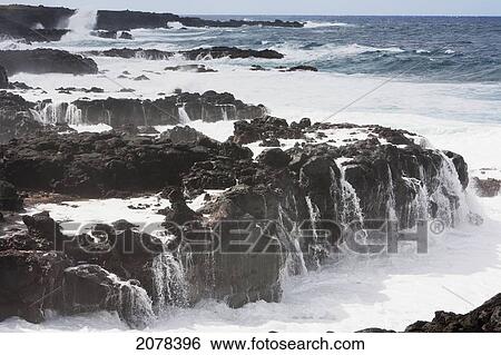 Surf By The Volcanic Beach At Hanga Poukura, Rapa Nui (Easter Island), Chile View Large Photo Image Stock Photograph - Surf By The Volcanic Beach At Hanga Poukura, Rapa Nui (Easter Island), Chile. Fotosearch