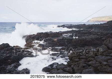 Surf By The Volcanic Beach At Hanga Poukura, Rapa Nui (Easter Island), Chile View Large Photo Image Stock Photography - Surf By The Volcanic Beach At Hanga Poukura, Rapa Nui (Easter Island), Chile. Fotosearch
