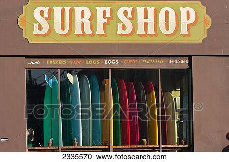 Stock Image - Surf Shop; California, Usa. Fotosearch