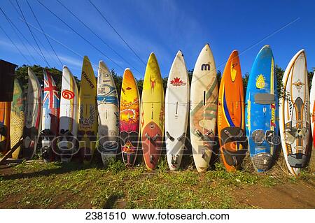 Stock Image - Surfboard fence; Paia, Maui, Hawaii, United States of America. Fotosearch