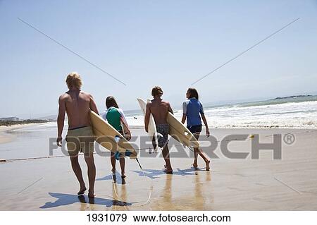 Surfers On The Beach, Mossel Bay, South Africa; 4 Surfers Walking Along Beach, Mossel Bay, South Africa, 
 View Large Photo Image Stock Photo - Surfers On The Beach, Mossel Bay, South Africa; 4 Surfers Walking Along Beach, Mossel Bay, South Africa, 
. Fotosearch