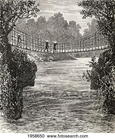 Suspension Bridge Across The Ituri River, The Congo, Africa. From In Darkest Africa By Henry M. Stanley Published 1890. View Large Photo Image Stock Image - Suspension Bridge Across The Ituri River, The Congo, Africa. From In Darkest Africa By Henry M. Stanley Published 1890.. Fotosearch