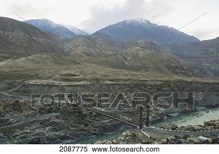 Suspension Bridge Over The Indus River Gorge, Skardu, Northern Areas, Pakistan View Large Photo Image Stock Photography - Suspension Bridge Over The Indus River Gorge, Skardu, Northern Areas, Pakistan. Fotosearch