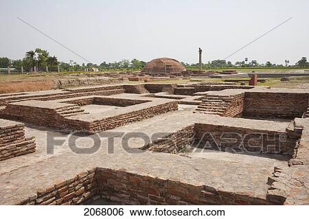 Stock Photograph - Swastika-Shaped Monastery, Vaishali, Bihar, India. Fotosearch