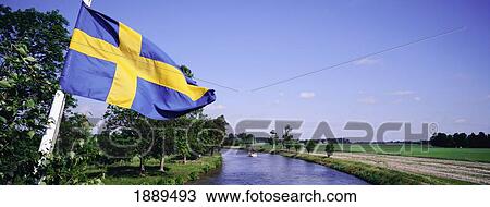 Swedish Flag On Boat On Goto Canal View Large Photo Image Stock Image - Swedish Flag On Boat On Goto Canal. Fotosearch