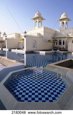Stock Photo - Swimming Pool At Udaivillas, Udaipur, Rajasthan, India.. Fotosearch