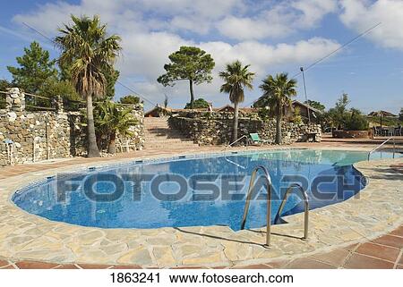 Stock Image - Swimming Pool; Malaga, Andalucia, Spain. Fotosearch