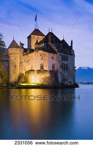 Stock Photograph - Switzerland, Chillon Castle; Lake Geneva. Fotosearch
