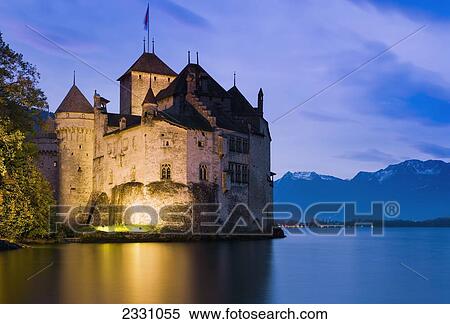 Switzerland, Chillon Castle; Lake Geneva View Large Photo Image Stock Photography - Switzerland, Chillon Castle; Lake Geneva. Fotosearch