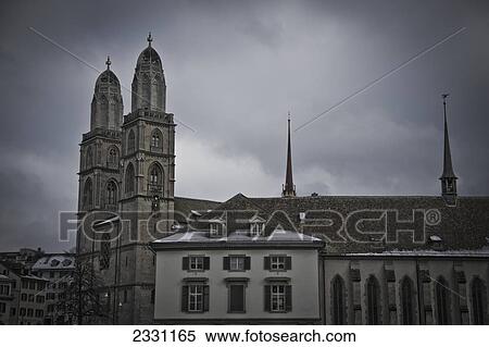 Stock Photography - Switzerland, Grossmunster Cathedral; Zurich. Fotosearch