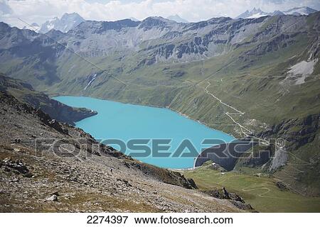 Switzerland, Val d'Anniviers, Lac de Moiry from the Col de Sorebois; Zinal View Large Photo Image Stock Photo - Switzerland, Val d'Anniviers, Lac de Moiry from the Col de Sorebois; Zinal. Fotosearch