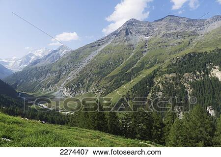 Switzerland, Val d'Anniviers, Mountain valley; Zinal View Large Photo Image Stock Photo - Switzerland, Val d'Anniviers, Mountain valley; Zinal. Fotosearch