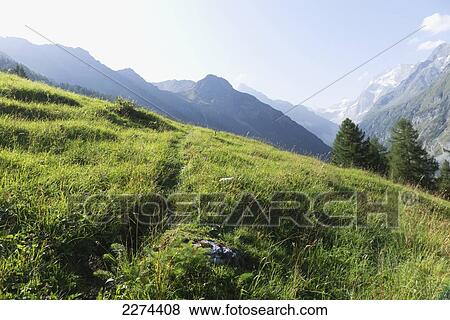 Switzerland, Val d'Anniviers, Mountain valley; Zinal View Large Photo Image Stock Photo - Switzerland, Val d'Anniviers, Mountain valley; Zinal. Fotosearch