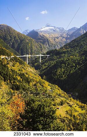 Stock Image - Switzerland, Viaduct near Berisal; Valais. Fotosearch