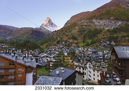 Stock Image - Switzerland, Zermatt and Matterhorn; Valais. Fotosearch