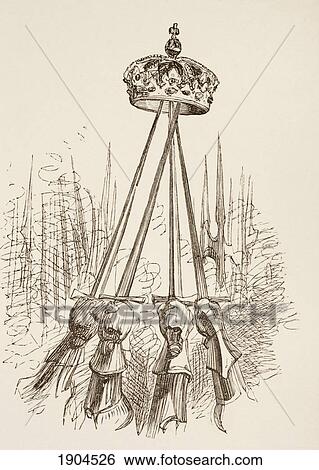 Stock Photograph - Swords Supporting The Crown. From The Illustrated Library Shakspeare, Published London 1890.. Fotosearch