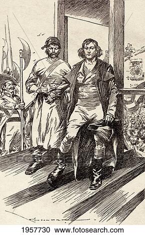 Stock Image - Sydney Carton About To Be Guillotined. It Is A Far, Far Better Thing That I Do. From A Tale Of Two Cities By Charles Dickens, Published London 1903.. Fotosearch