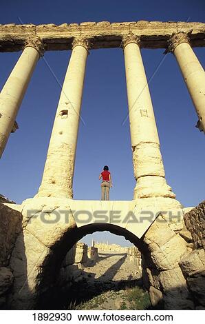 Stock Image - Syria, Temple Of Bel; Palmyra, Peristyle Columns. Fotosearch