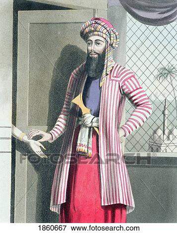 Stock Photo - Syrian Doctor Takes Pulse Of Woman Patient From Travels In Turkey Egypt Nubia & Palestine By R Madden Published London 1829. Fotosearch