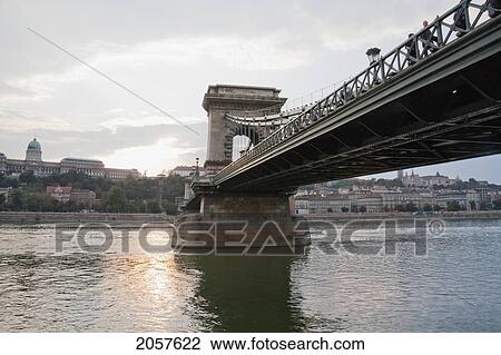 Stock Image - Szechenyi Chain Bridge, Budapest, Hungary. Fotosearch